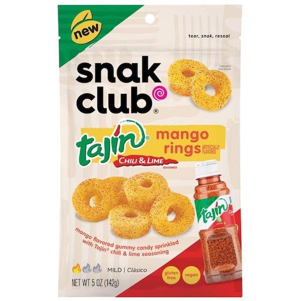 Snak Club Snak Club Tajin Mango Rings Gummi Candy 5 oz Bagged 1721904 - main